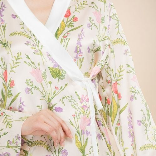 Florenia Long Sleeve Floral Print Silk Pajama Set | The Silk Avenue
