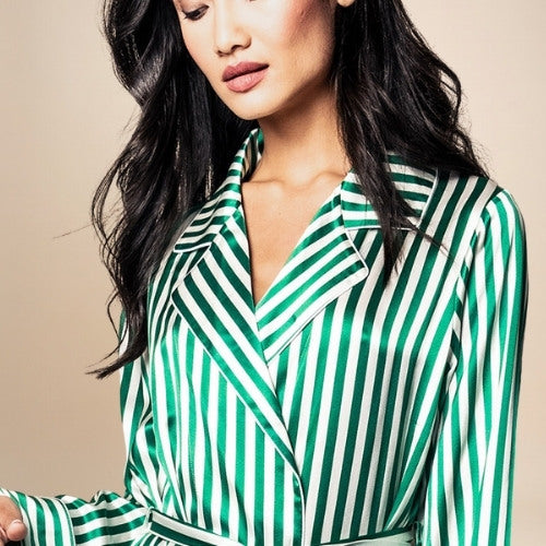 Haralyn - Silk Striped Belted Robe | The Silk Avenue