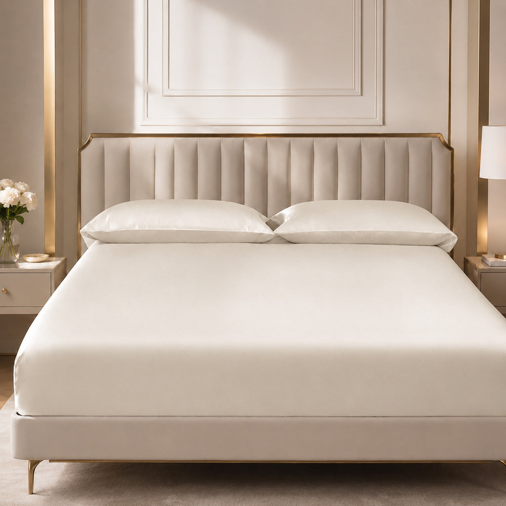 Haven - Ivory Silk Fitted Sheet | The Silk Avenue