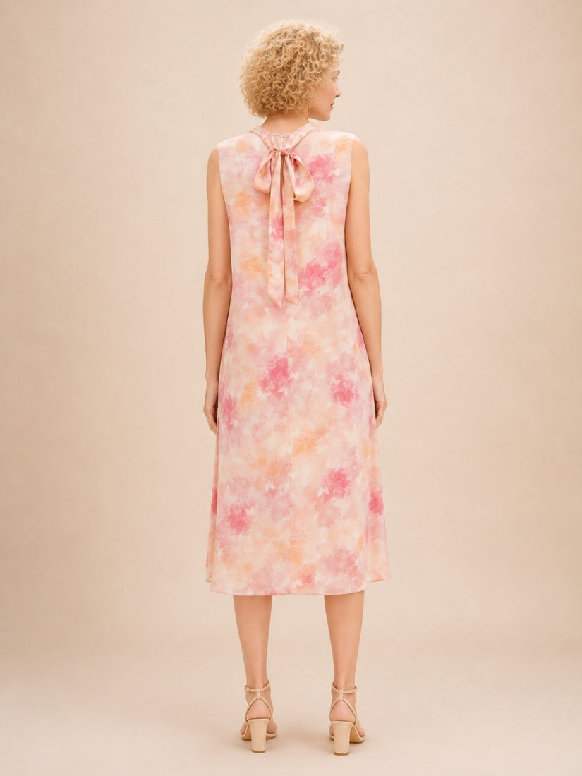 Heather - Sleeveless Watercolor Silk Dress Blush Pink | The Silk Avenue
