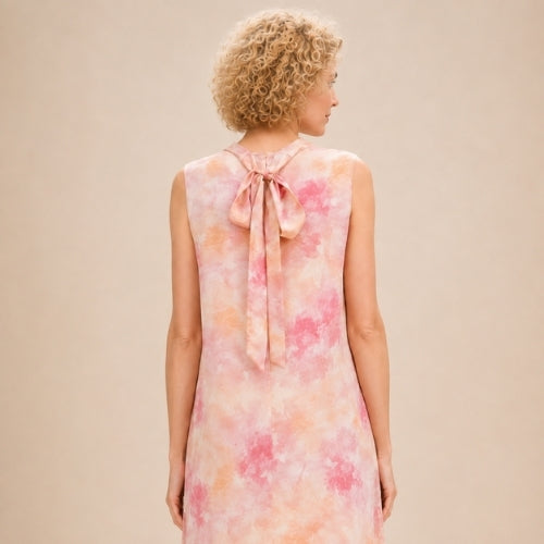 Heather - Sleeveless Watercolor Silk Dress Blush Pink | The Silk Avenue