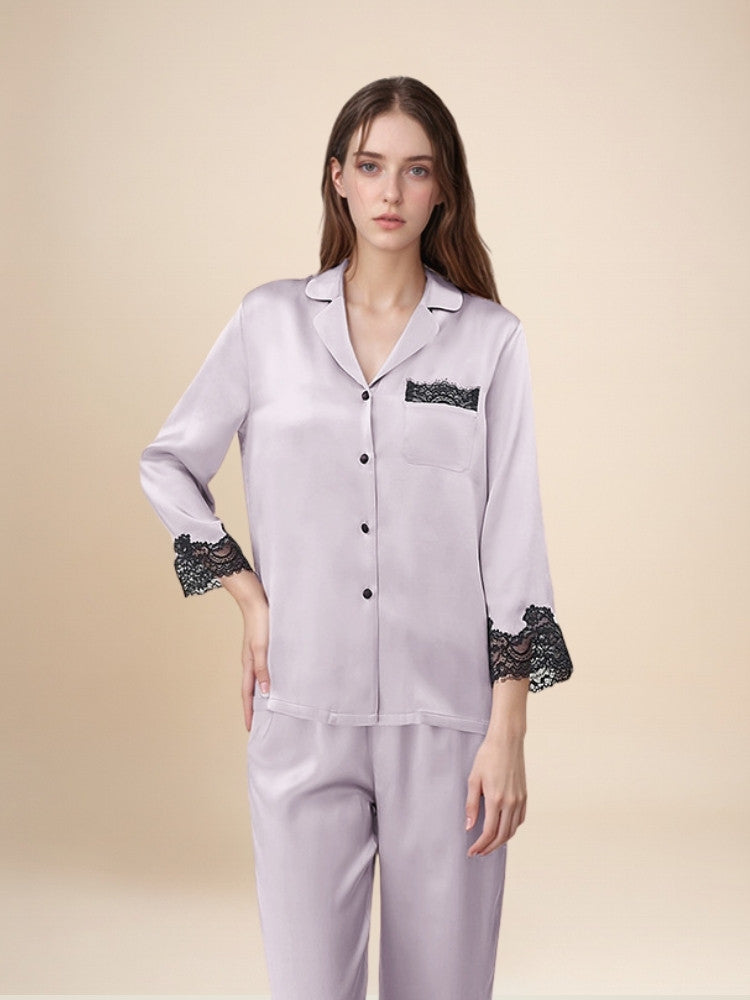 Helaene - Silk Lace Pajama Set | The Silk Avenue