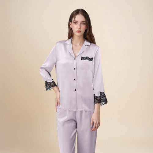 Helaene - Silk Lace Pajama Set | The Silk Avenue