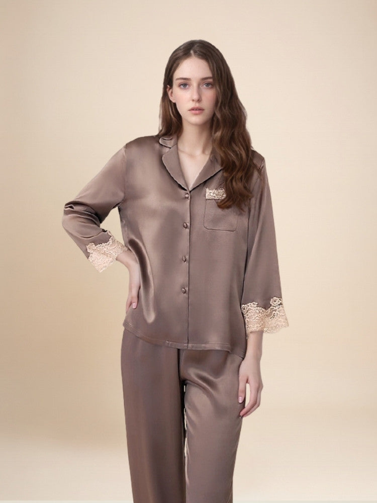 Helaene - Silk Lace Pajama Set | The Silk Avenue