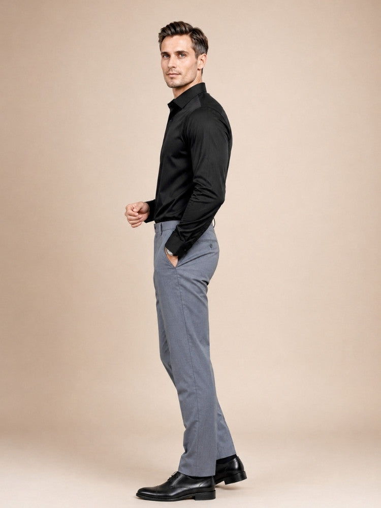 Idris - Black Basic Silk Shirt | The Silk Avenue