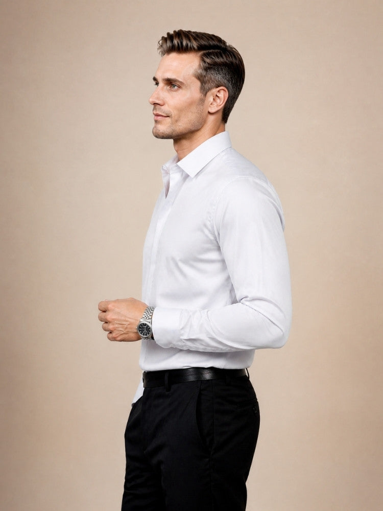 Idris - White Silk Shirt | The Silk Avenue