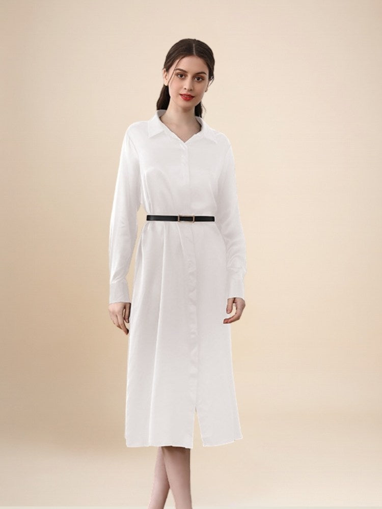 Kahlira - Long Sleeve Silk Shirt Dress