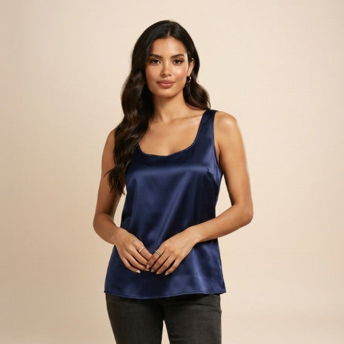 Levara - U-Neck Silk Tank Top | The Silk Avenue