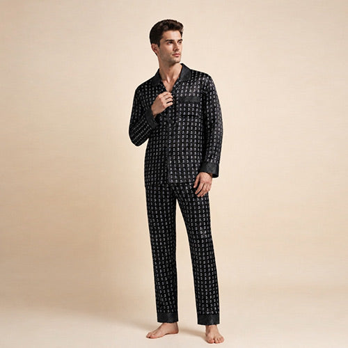 Lorien - Graphic Silk Pajama Set | The Silk Avenue