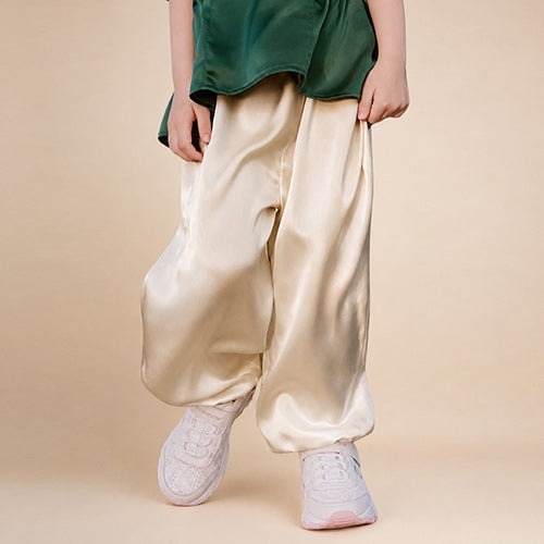 Lucas - Kids Champagne Silk Pants | The Silk Avenue