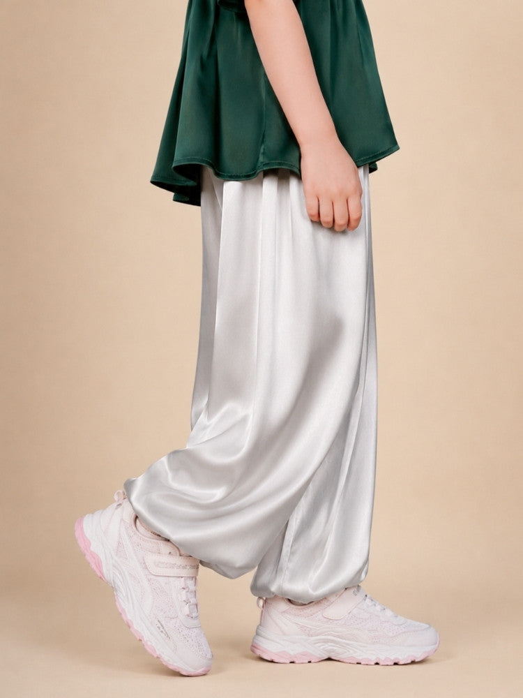 Lucas - Silver Kids Silk Pants | The Silk Avenue
