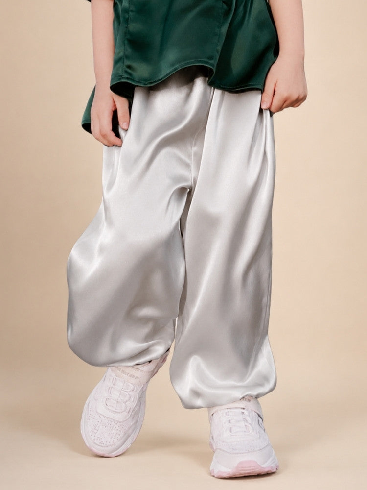 Lucas - Silver Kids Silk Pants | The Silk Avenue