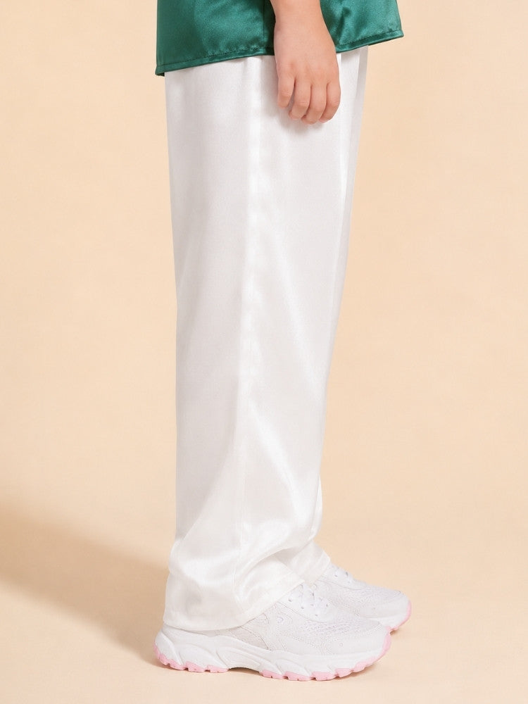Lucas - Kids White Silk Pants | The Silk Avenue