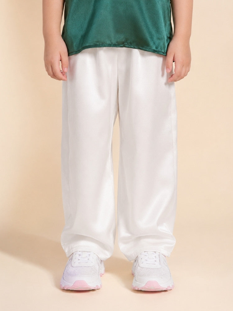Lucas - Kids White Silk Pants | The Silk Avenue