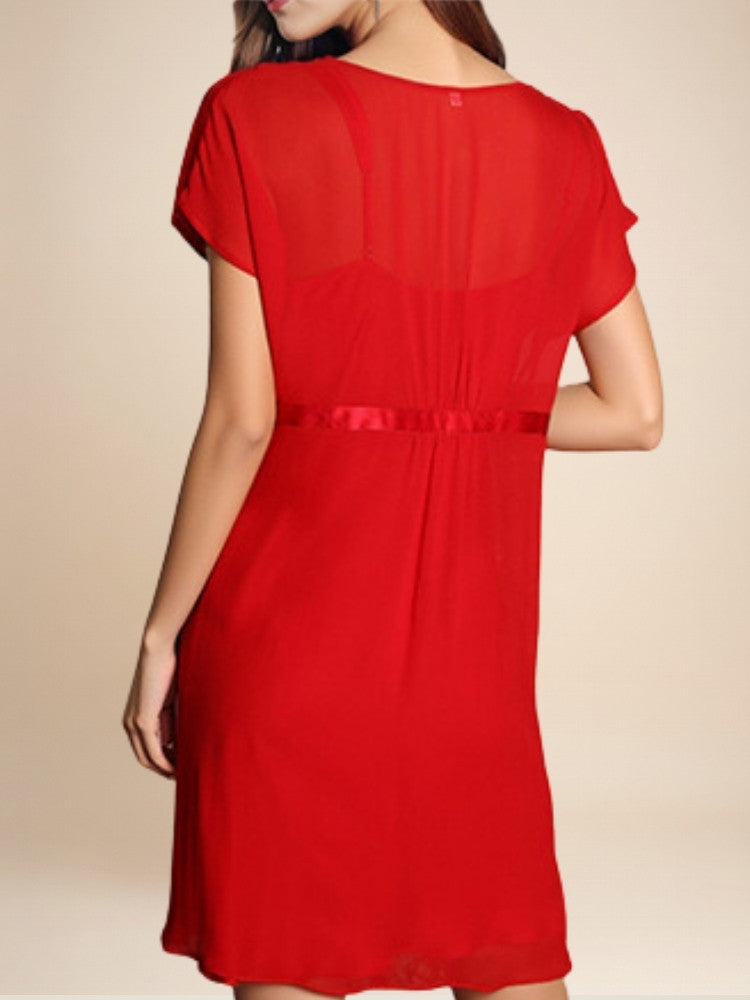 Lysavine - Lace V-Neck Silk Robe Set | The Silk Avenue