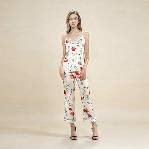 Maesel - Floral Silk Camisole Pajama Set | The Silk Avenue