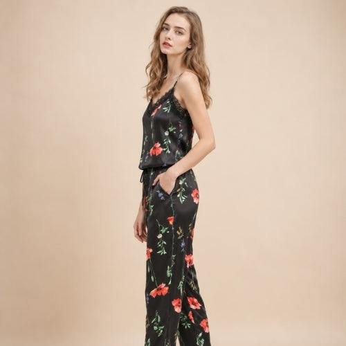 Maesel - Floral Silk Camisole Pajama Set | The Silk Avenue