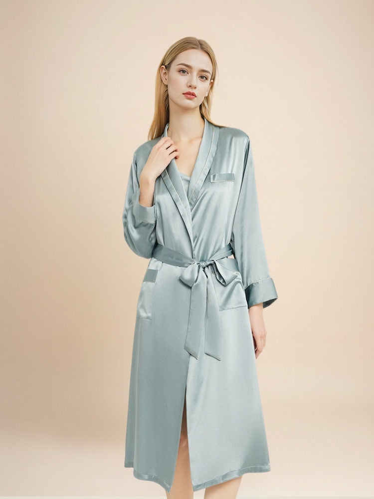 Malenya - Long Shawl Collar Silk Robe | The Silk Avenue