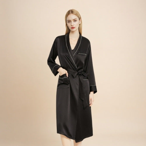 Malenya - Long Shawl Collar Silk Robe | The Silk Avenue