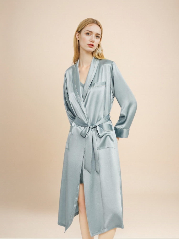 Malenya - Long Shawl Collar Silk Robe | The Silk Avenue