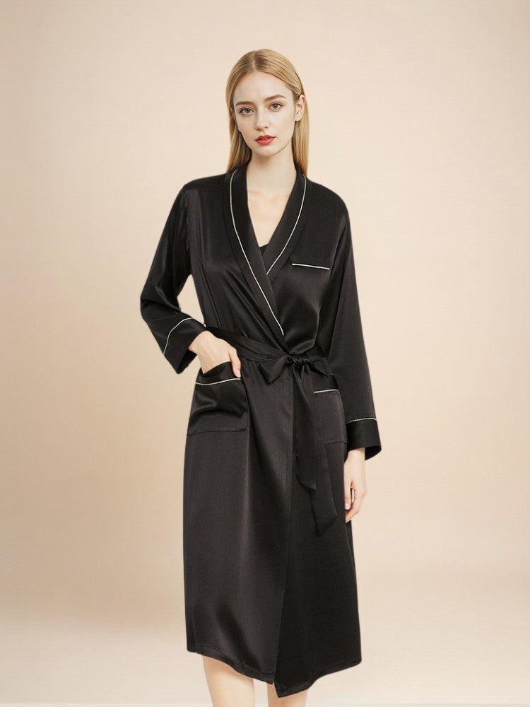 Malenya - Long Shawl Collar Silk Robe | The Silk Avenue