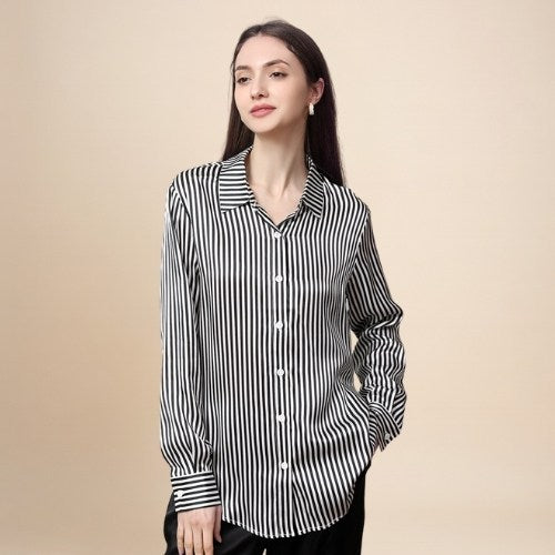 Margot – Striped Silk Blouse | The Silk Avenue