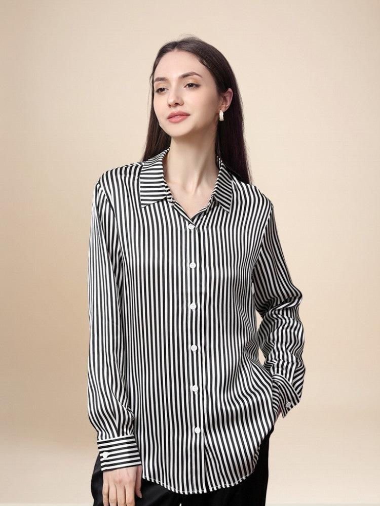 Margot – Striped Silk Blouse | The Silk Avenue
