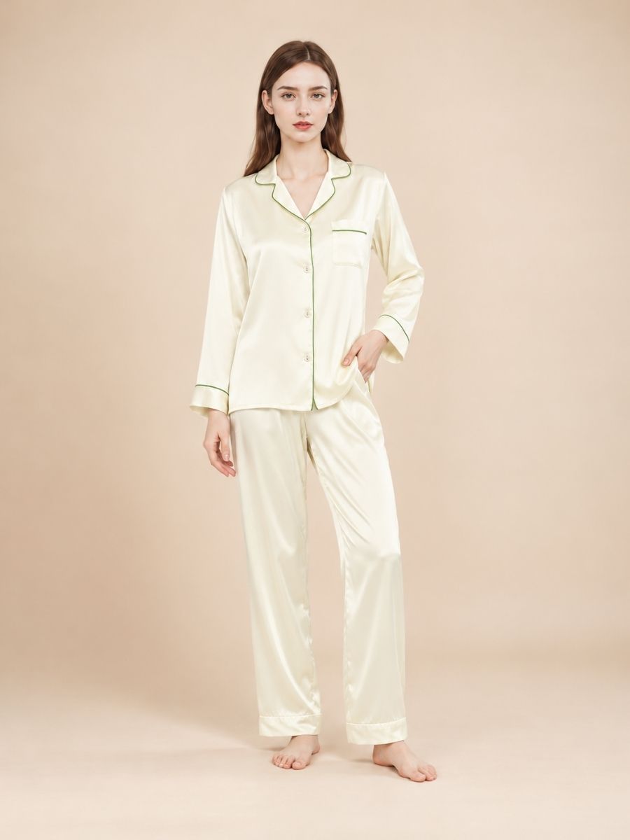 Miriane - Ivory Silk Pajama Set | The Silk Avenue