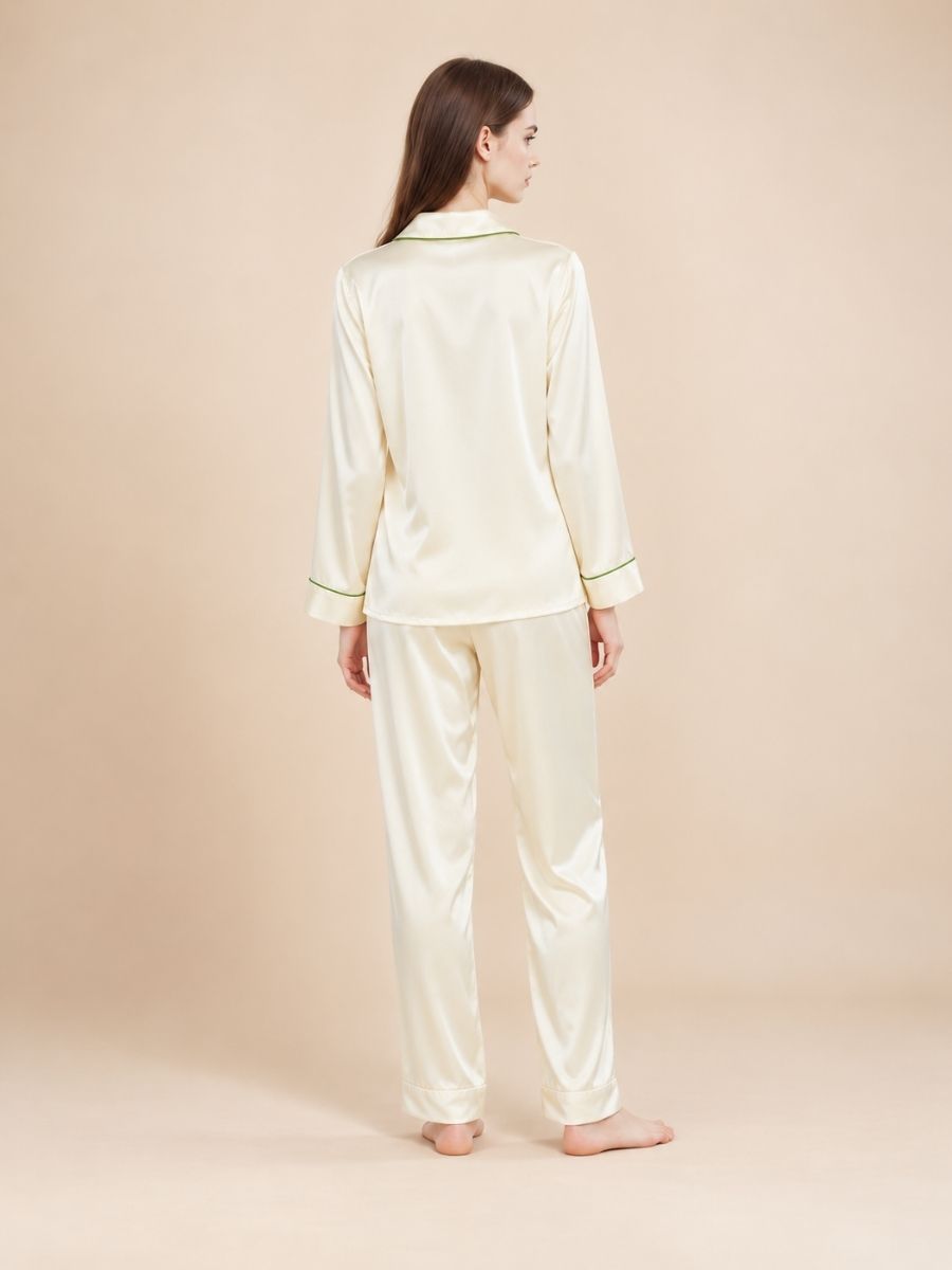 Miriane - Ivory Silk Pajama Set | The Silk Avenue