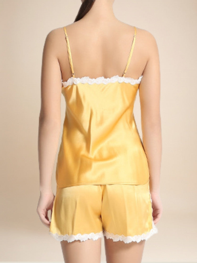 Naralisse - Lace-Trim Silk Camisole & Shorts Set | The Silk Avenue