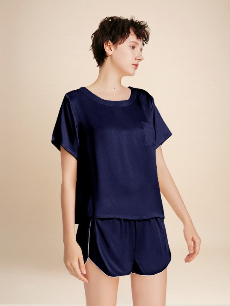 Naylira - Short-Sleeve Silk Pajama Set | The Silk Avenue