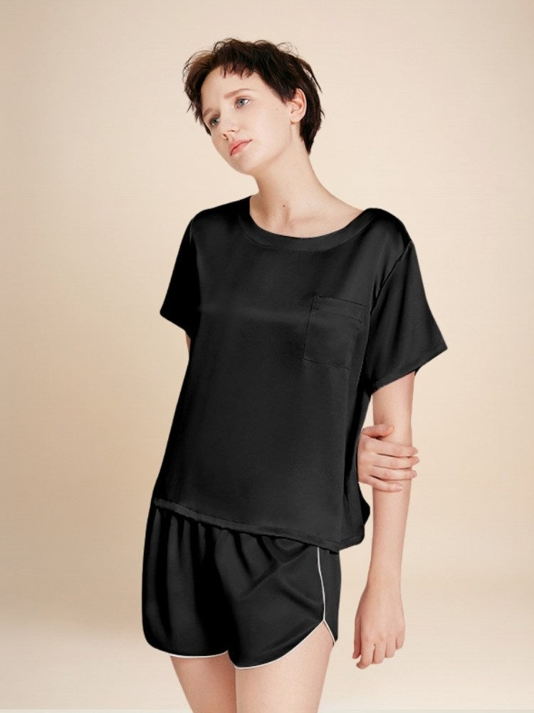 Naylira - Short-Sleeve Silk Pajama Set | The Silk Avenue