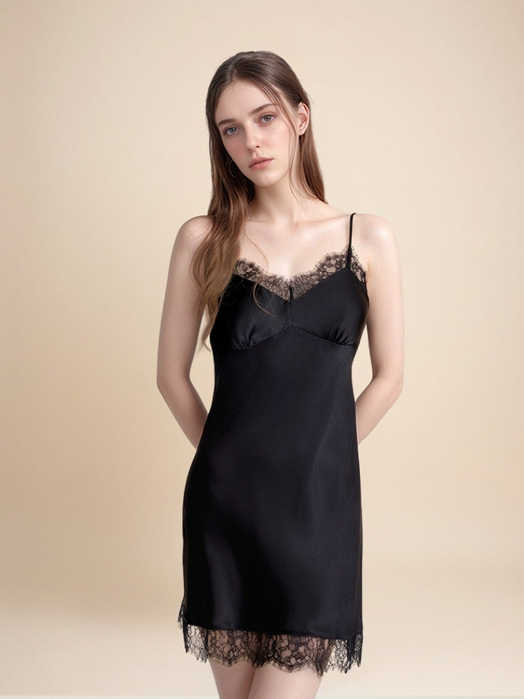 Olavine - Lace-Trim Silk Robe Set | The Silk Avenue