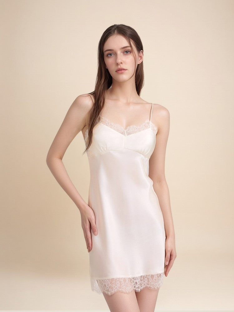 Olavine - Lace-Trim Silk Robe Set | The Silk Avenue