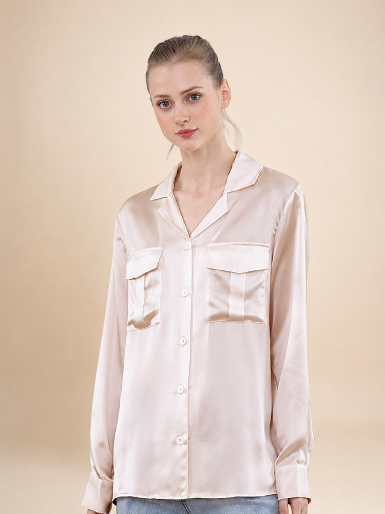 Olivia - Double Pocket Silk Blouse | The Silk Avenue