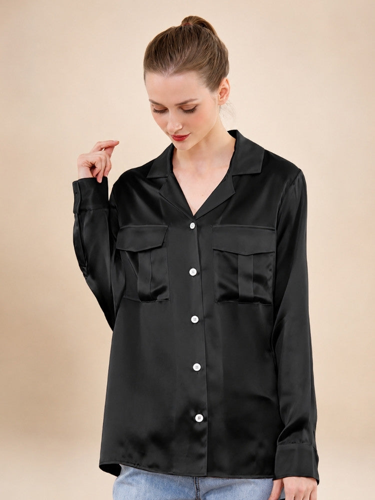 Olivia - Double Pocket Silk Blouse | The Silk Avenue