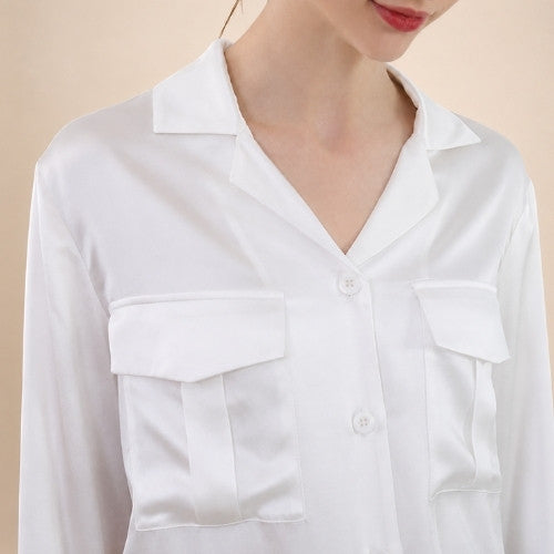 Olivia - Double Pocket Silk Blouse | The Silk Avenue