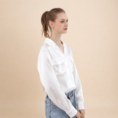 Olivia - Double Pocket Silk Blouse | The Silk Avenue