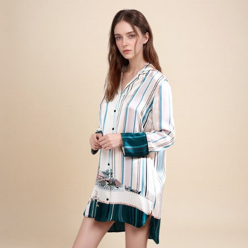 Olyssia - Printed Silk Shirt Dress | The Silk Avenue