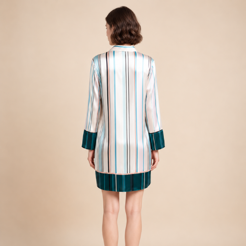 Olyssia - White Printed Silk Shirt Dress | The Silk Avenue