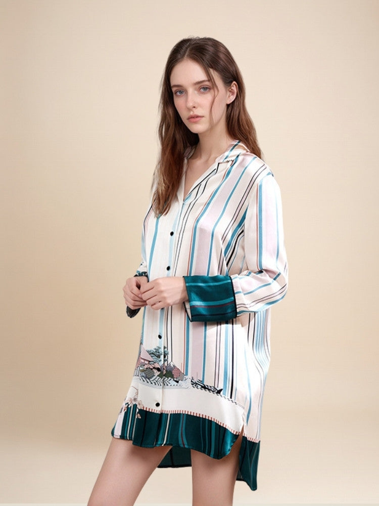 Olyssia - Printed Silk Shirt Dress | The Silk Avenue
