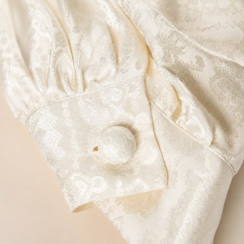 Opal - Ivory Lantern Sleeve Silk Blouse | The Silk Avenue