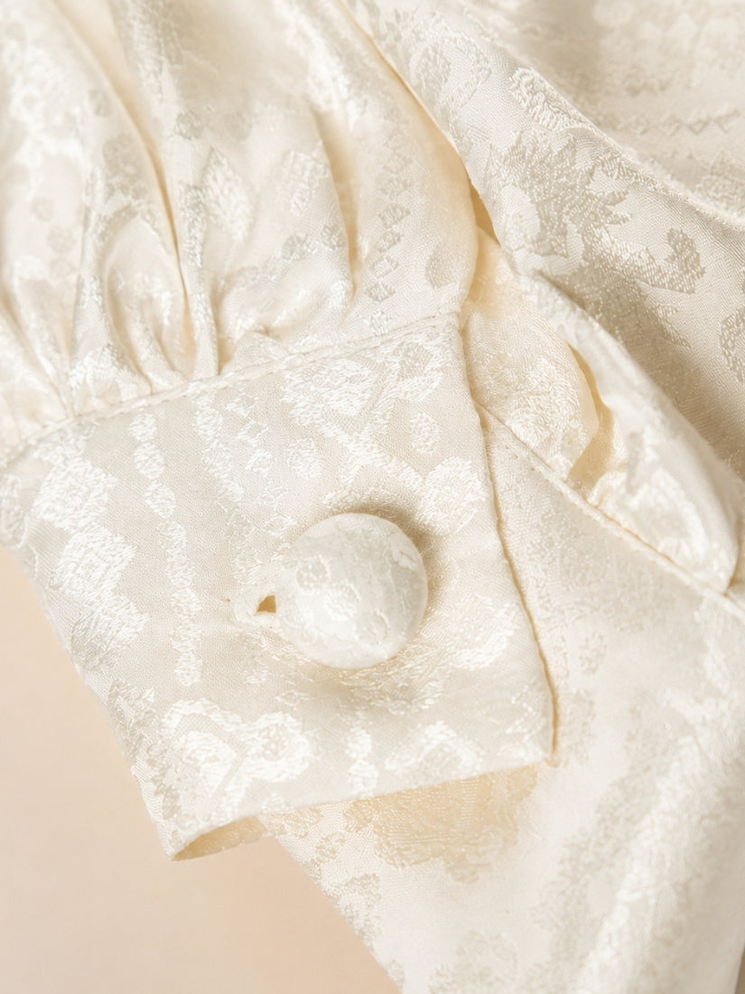 Opal - Ivory Lantern Sleeve Silk Blouse | The Silk Avenue