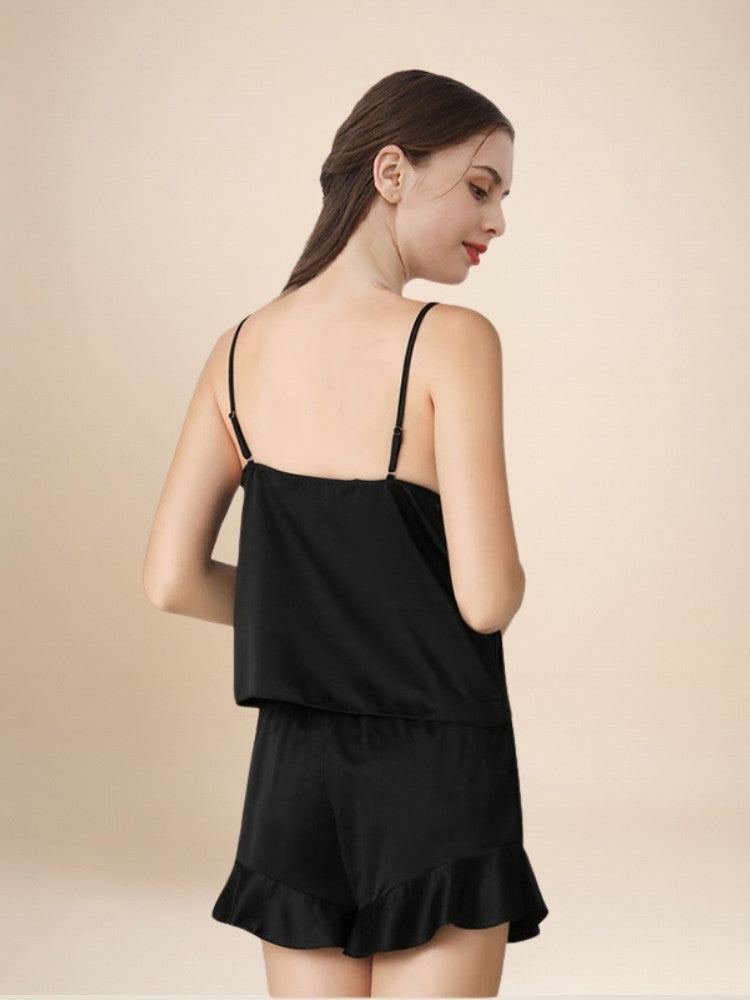Pyrrisa - Ruffle-Hem Silk Camisole & Shorts Set | The Silk Avenue