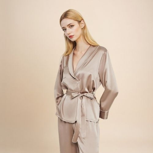 Quelina - Silk Kimono Robe & Pants Set | The Silk Avenue