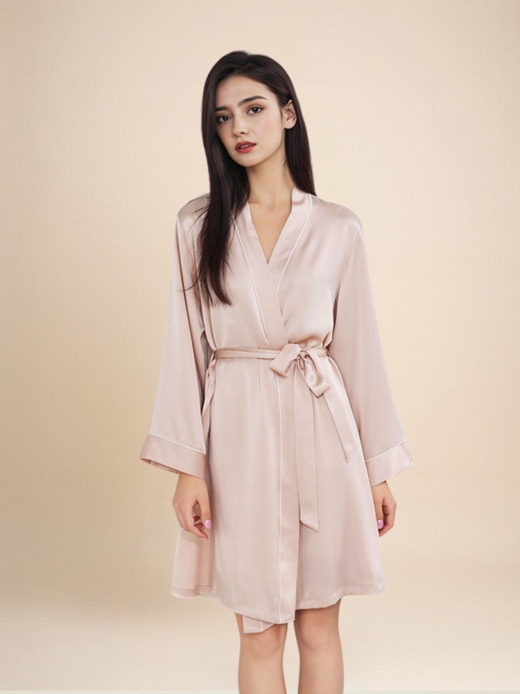 Ralynne - Silk Piping Trim Robe | The Silk Avenue