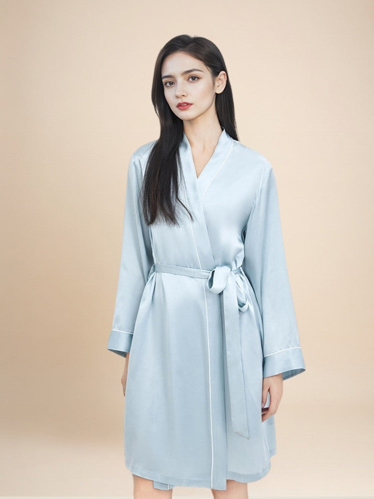 Ralynne - Silk Piping Trim Robe | The Silk Avenue
