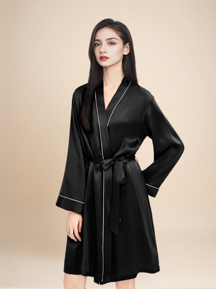 Ralynne - Silk Piping Trim Robe | The Silk Avenue