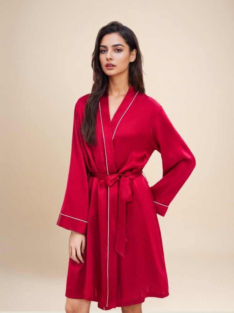 Ralynne - Silk Piping Trim Robe | The Silk Avenue