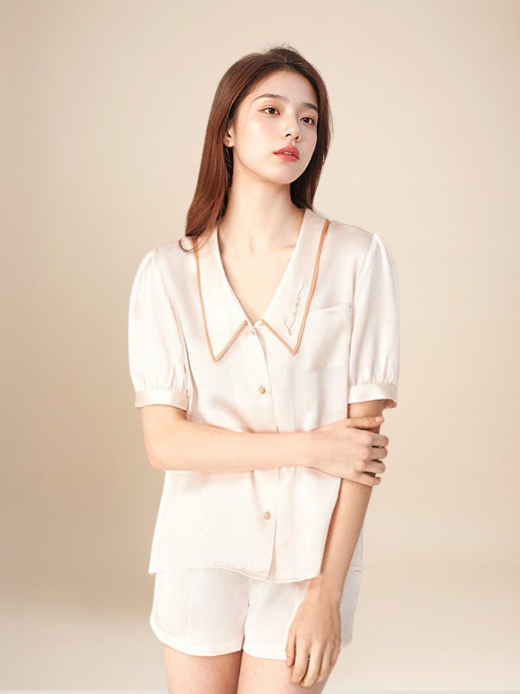 Ravelia - Embroidered Silk Pajama Set | The Silk Avenue